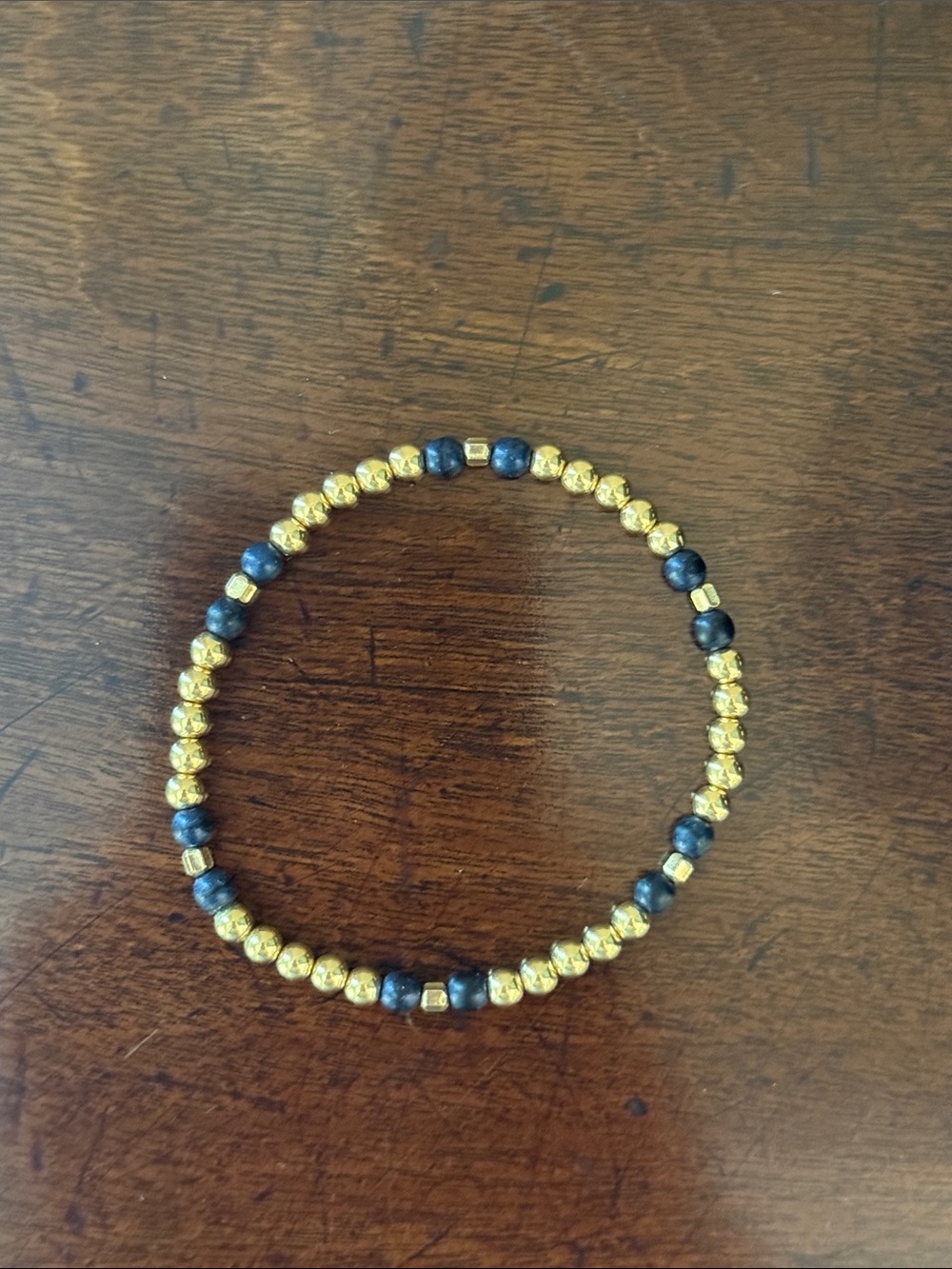 enewton Gold and Navy Beaded Stretch Bracelet